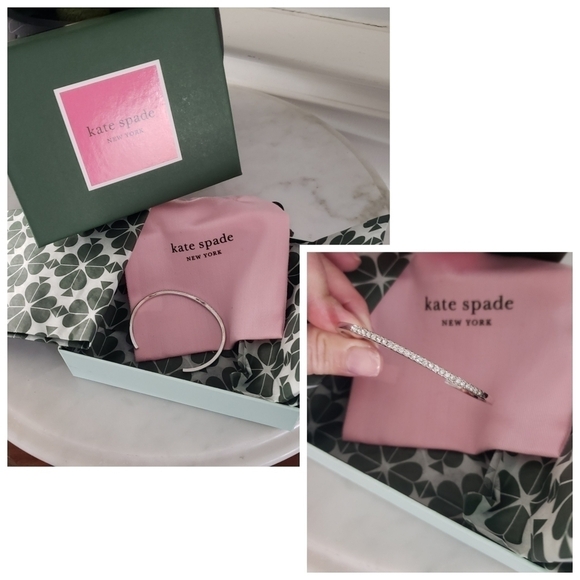 NIB Kate Spade Polished Sparkling Pave Crystal CZ Open End Cuff Bracelet Giftbox - Picture 1 of 8